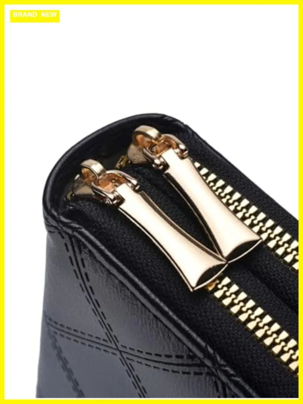 Large Capacity Double Zip Wallet with Detachable Strap - Faux Leather